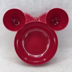 12” Minnie Mouse Shaped 3 Compartment Serving Bowl Red Melamine
